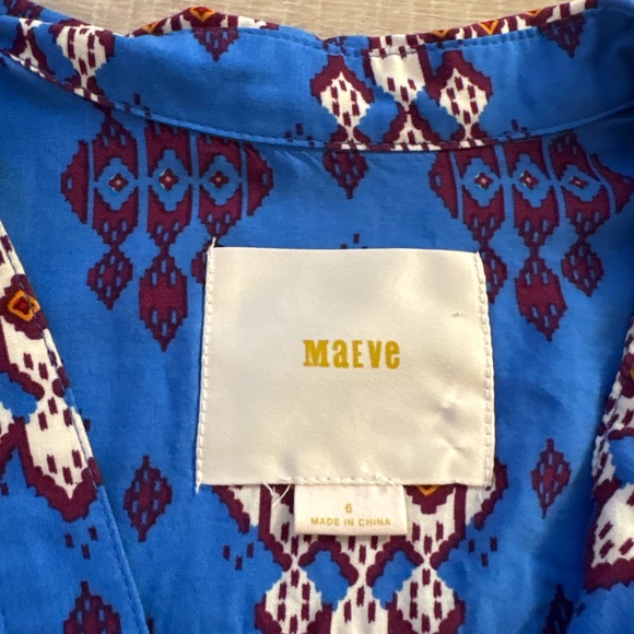 Maeve woodland walk Blue and Burgundy Patterned button downTop - Picture 2 of 7